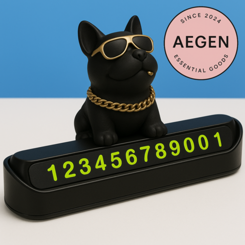 Aegen 차량용 주차 전화번호 알림 번호판 대쉬보드 연락처 표기 야광 번호 스탠드, 1개, 미드나잇블랙 (Midnight Black)