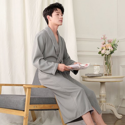 DFMEI-Y 얇은 목욕 가운 남성과 여성의 순수 컬러 흡수성 목욕 가운 호텔 잠옷 미용실 땀을 흘리는, DFMEI 회색 [] 2012, {"패션의류/잡화 사이즈":"M [150-100kg]"}