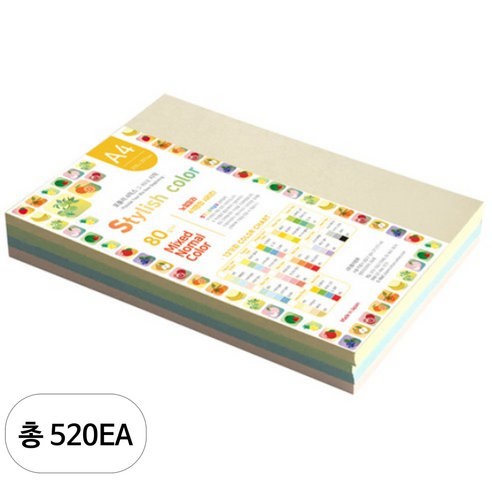 종이문화 스타일리쉬 시즌칼라 색지 혼합 170 SN-Popular Tone Shallow 80g, A4, 520매