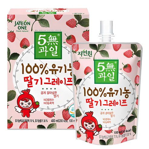 자연원 100% 유기농 딸기그레이프 주스, 100ml, 16개