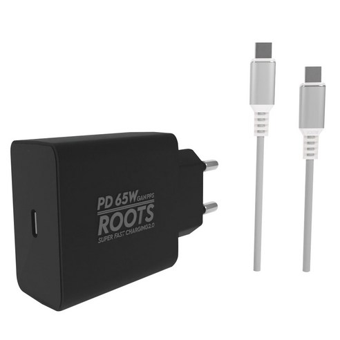 디에이치몰 루츠 65W GaN PD PPS 국내생산 초고속 충전기 100W 5A C TO C 케이블 포함, 블랙, 1개