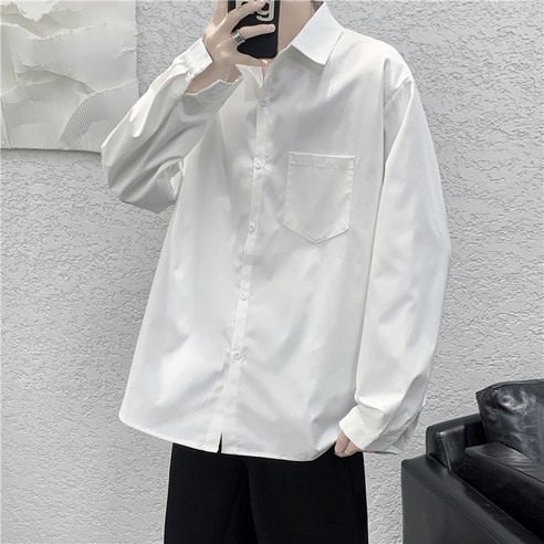 반팔 화이트 셔츠 남성 여름 트렌드 캐주얼 수트 상의 반복 유니폼 셔츠 dk 이너 롱소매