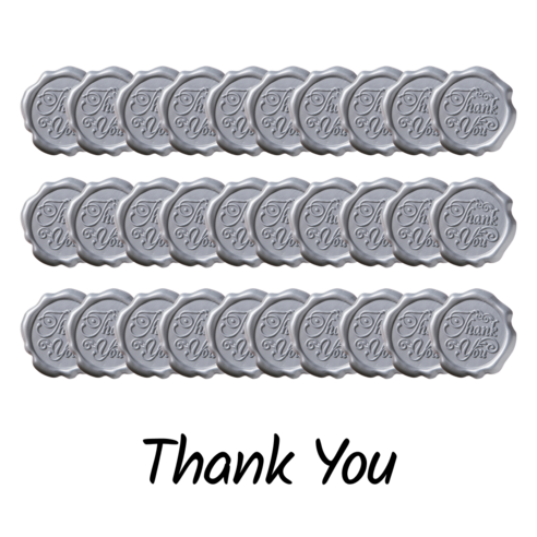 블루제이 프리미엄 실링왁스 스티커 대용량, Thank you, 30개, 실버