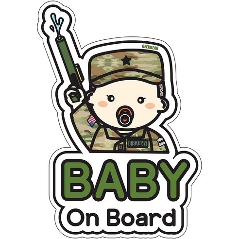 GEEKBEAR 아이가 타고 있어요 칼라 반사 차량용 스티커, 군인, 1개