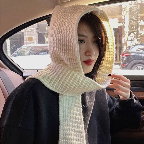 빅토리토 여성 프리미엄 머플러 모자 일체형 목도리