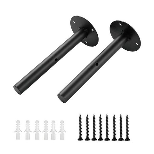 2pcs 소박한 선반 브래킷 산업 부동 선반 브래킷 레트로 벽 마운트 벽 지원 선반 선반, 검정, 철