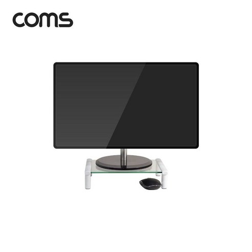 모니터 받침대스탠드 화이트 투명유리 1단 (290x210) inu*48200Io, 본상품선택