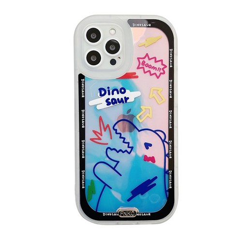 iPhone 13 13peomax 12 12pro 11 만화 공룡 레이저 둥근 모서리 안티 드롭 반투명 휴대 전화 케이스
