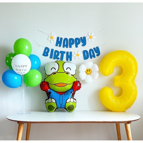 [하루비파티] 캐릭터풍선 두돌생일 생일파티세트, 크롱3, 1개