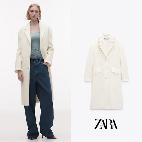 ZARA 자라 에크루 스트레이트 울 혼방 코트 2223 449