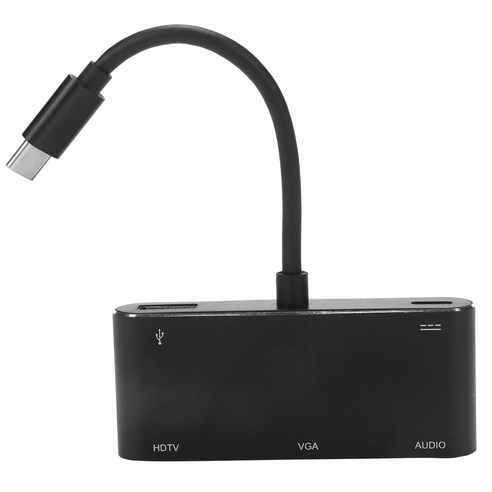 5 in 1 USB C ~ HDMI 어댑터 4K TOMS TO HDMI / VGA / AUDIO / USB 3.0 포트 + USB C 포트 (PD) 컨버터 랩탑 MacBook Ni, 하나, 보여진 바와 같이