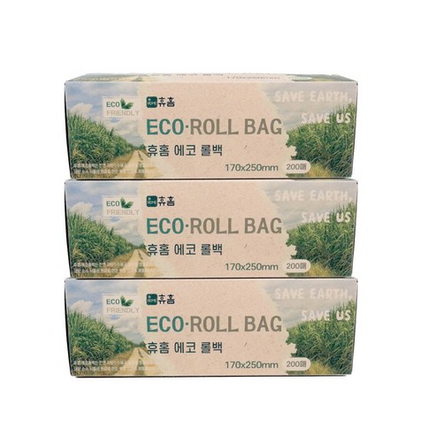휴홈 사탕수수 롤백 대용량, 3개, 200매, 소(S)