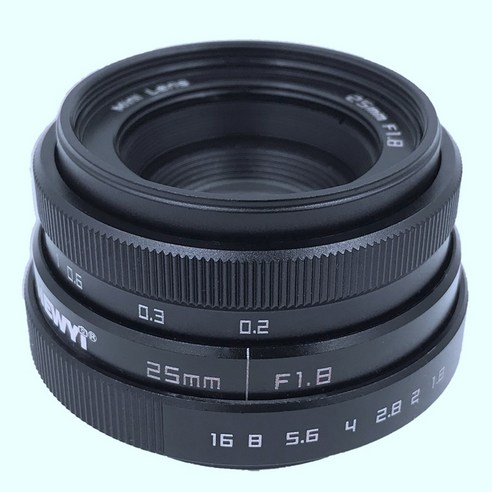 Newyi 25mm F1.8 APS-C 텔레비전 TV 렌즈 / CCTV 미니 렌즈 16mm C 마운트 카메라 용, 하나, 검정