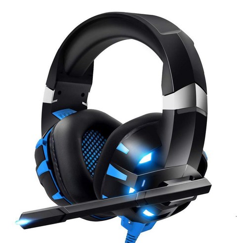 ANKRIC 게임용 헤드셋 K2PRO 게임용 헤드셋 헤드 마운트 게임 온라인 게임 PS4 컴퓨터 유선 스테레오 헤드셋, RUNMUS 브랜드 블랙과 블루