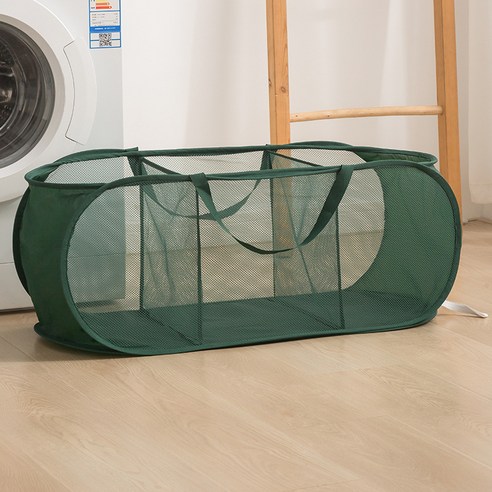 꼬까 접이식 빨래 바구니 3칸, 그린