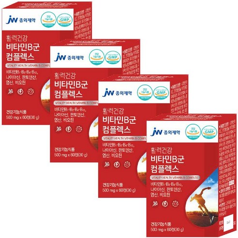 JW중외제약 활력건강 비타민B군 컴플렉스 남성 여자 피로회복 비타민B 고함량 복합제 비타민비, 4개, 60정