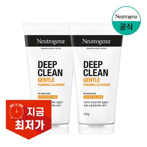 뉴트로지나 딥클린 약산성 젠틀 포밍 클렌저, 150g, 2개