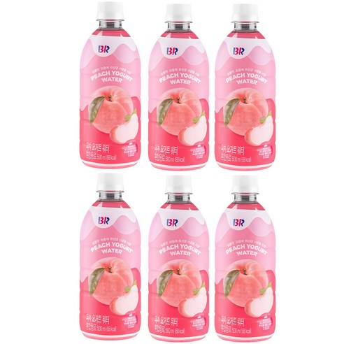 배스킨라빈스 과즙워터 피치 요거트, 500ml, 90개