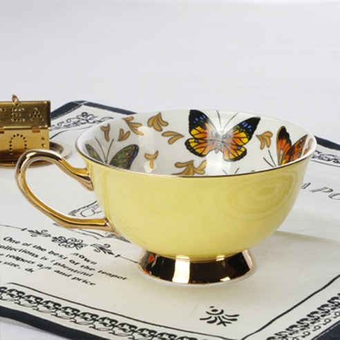 FREELIFE 명품 커피잔세트 예쁜 도자기 HU-436, 220ml, Style A yellow