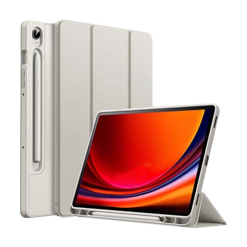 갤럭시탭S9 FE 플러스 울트라 커버 S펜수납 케이스 SM-X510N X516N X610N X616N X710N X716N X810N X816N X910N X916N 케이스나라, 회색