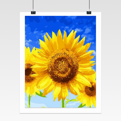 챌린즈 DIY 명화 그리기 꽃 해바라기 아크릴 페인팅 유화 그리기 세트 40x50cm, 혼합색상, 1개
