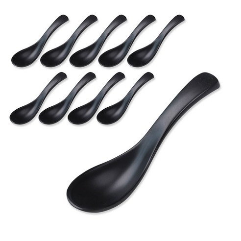 키치노 YK 우동 스푼 10P 비쥬 멜라민 업소용 국물 수저, 1세트, 10개, YK비쥬825우동스푼 블랙
