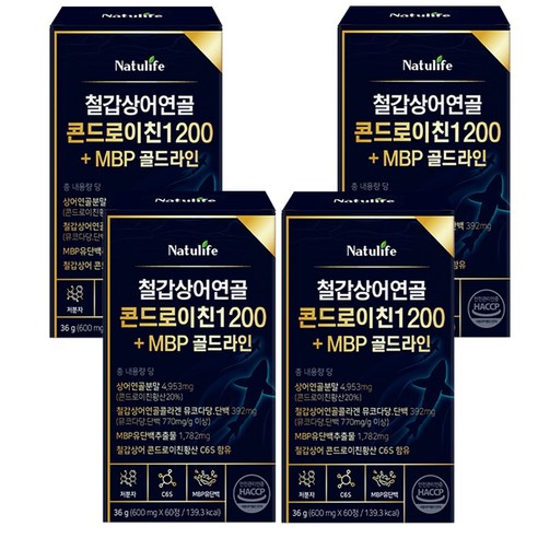 철갑상어 콘드로이친 1200 6형 저분자 뮤코다당 단백 c6s형 MBP haccp 식약청인증, 4박스, 60정