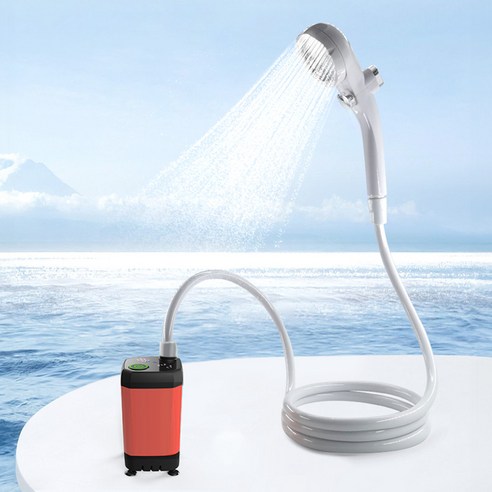 HK.sell 수온표시 충전식 휴대용 캠핑 샤워기, 주황색, 1개