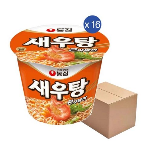 농심 새우탕 큰사발면 115g, 16개