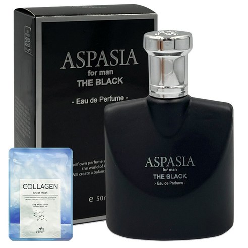 아스파시아 블랙 오드퍼퓸 남자향수 (+꽃을든남자 마스크팩), 1개, 50ml