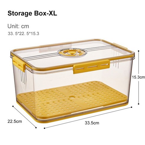 [SW] 냉장고 보관 상자 식품 등급 애완 동물 플라스틱 주방 보관 용기 두꺼운 시간 표시 냉동 보관 상자, 7001 Yellow