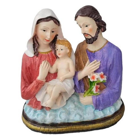 거룩한 가족 동상 종교 인물 장식 컬렉션 공예 예술 조각 예수 탄생 장면 교회 크리스마스 사무실 홈, 여러 가지 빛깔의, 수지