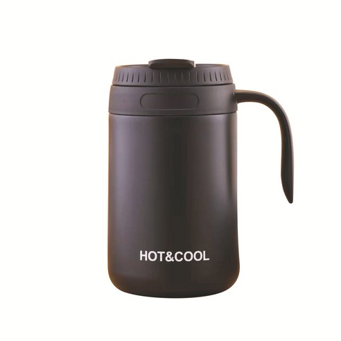 손잡이 커피 텀블러 사무실 커피잔 304 스테인리스강 머그컵 물컵 선물컵, 500ml 누출 방지 블랙, 350ml