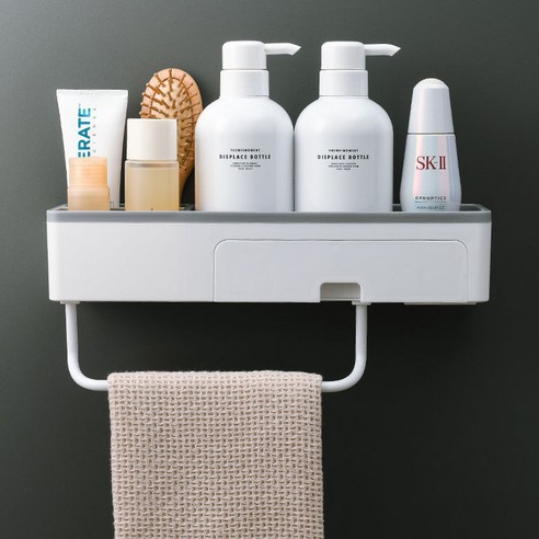 【DF】화장실 선반 욕실 욕실 욕실 욕실 펀치없는 욕실 세면대 벽 마운트 수건 보관, 【DF】회색, 【DF】