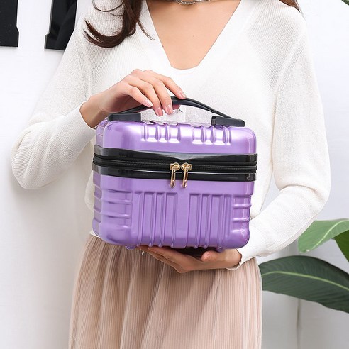 메이크업 가방 휴대용 여성 여행 가방, 보라색_수직 바 (작은)