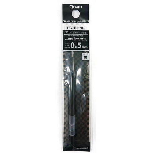 OHTO Flash Dry Gel Ballpoint Pen Refill 0.5mm [Black] PG-105NP Japan Import 799086, 1 Count (Pack of 1)