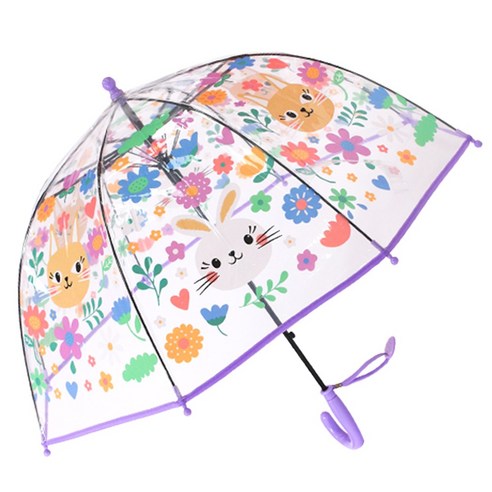 아동용 투명 돔형 우산 토끼