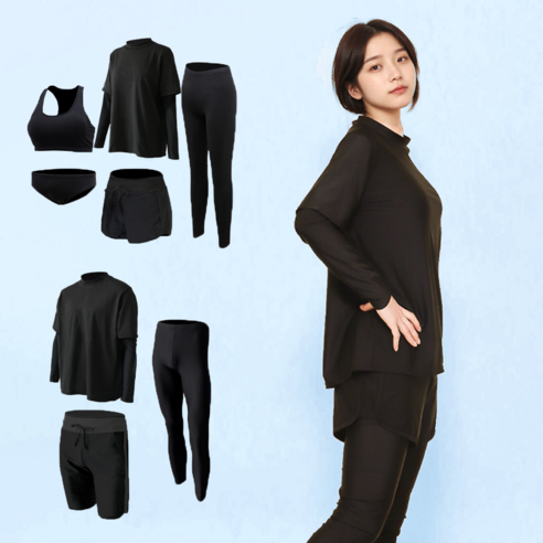 오로라선데이 올블랙 래쉬가드 루즈핏 빅사이즈 비치웨어