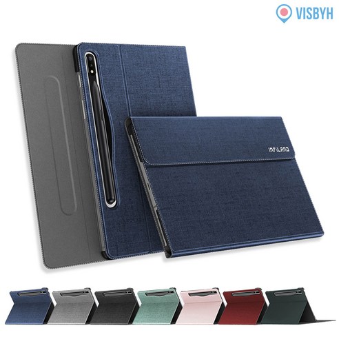 VISBYH S펜 수납 북커버 스탠드 태블릿 PC 케이스, 블루, 1개