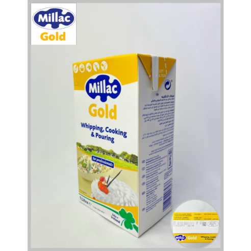 [PRITCHITTS] MILLAC GOLD 밀락골드 휘핑크림 1L(냉장)_치즈왕자, 12팩(1BOX)