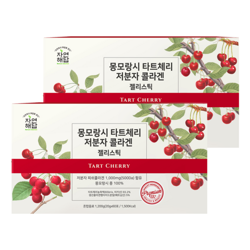 자연해답 몽모랑시 타트체리 저분자 피쉬콜라겐 젤리스틱, 200g, 12개