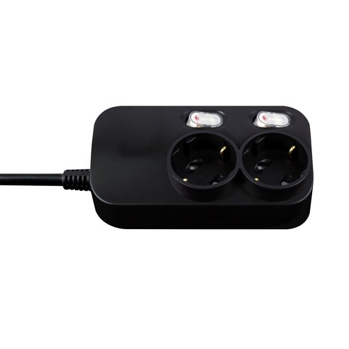 대성 플러스탭 블랙 개별스위치 2구 멀티탭 16A 250V – 편리함과 안전을 한 번에!