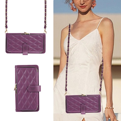 크로스바디 포켓 지갑 지갑 케이스 삼성 갤럭시 S24 울트라 S23 FE S22 S21 S20 S10 플러스 노트 20 10 5G 랜야드 가죽 케이스, [16] Samsung S20 FE, [01] 케이스 및 스트랩, [05] Navy Purple