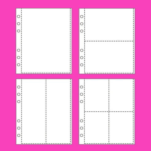 A5 6공 포카 양면 속지 포카바인더 속지 리필, 2칸(세로형)-25매
