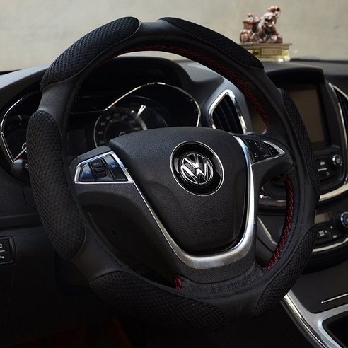 자동차 핸들 커버 Bora Tiguan Magotan 폴로 Passat Santana 사계절 범용 여름 얼음 실크 핸들 커버, 샌드위치
