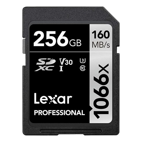 Lexar LSD1066256G-BNNNU 프로페셔널 1066x 256GB SDXC UHS-I 카드 실버 시리즈 최대 읽기 속도 160MB/s DSLR 및 미러리스 카메라용(L, 256GB_Card