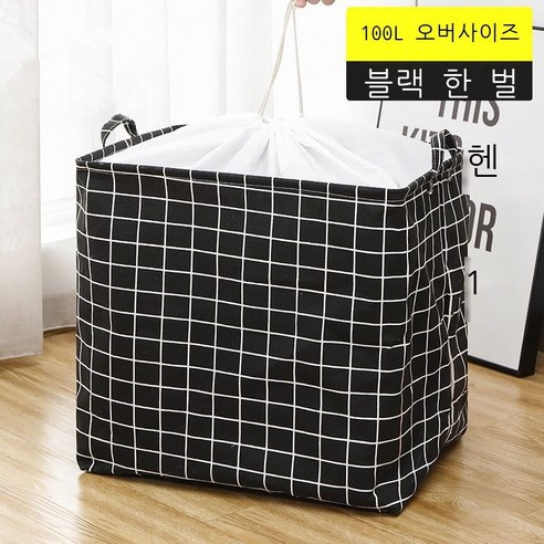 면 마 면 이불 봉지 정리 옷가방 틱톡 동종 빅맥 이불 수납 봉지 초대형 이삿봉지 수납 바구니, 빅맥 수납 포켓, 100L 블랙 체크