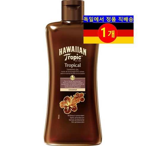 Hawaiian Tropic 독일 직배송 코코넛 함유 고급스러운 포뮬러 트로피컬 태닝 오일 200ml, 4개