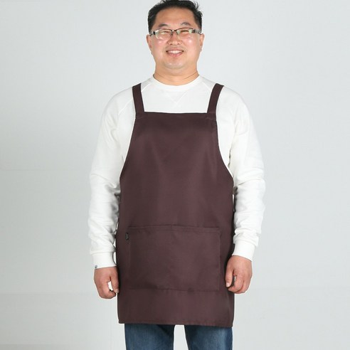 오투라이프에이프런 빅사이즈 X자형 폴리 앞치마, 브라운, 1개