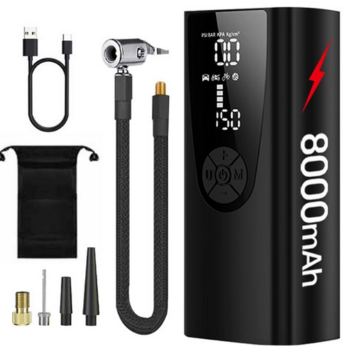 아웃프리 9000mAh 대용량 무선 에어펌프 휴대용 공기압 주입기, 블랙, 1개